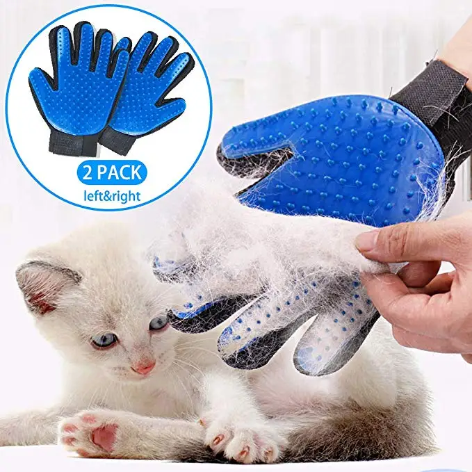 

Pet Grooming Glove Hair Remover Brush Gentle Deshedding Efficient Pet Mitt Pet Massage Gloves Left & Right Hand Draw Cat Hair