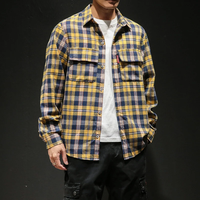 2019 Autumn Hip Hop Plaid Shirts Men Casual Loose Men Shirts Japanese Long Sleeve Shirt Men Harajuku Male Shirts
2019 Autumn Hip Hop Plaid Shirts Men Casual Loose Men Shirts Japanese Long Sleeve Shirt Men Harajuku Male Shirts
