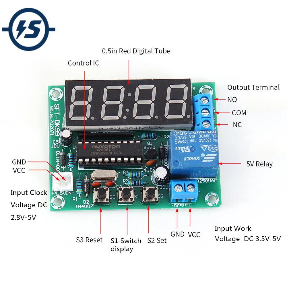 4Bit 0.5in DC 3.5V-5V LED Electronic Clock Module 24 Hours Timer 51 Single-Chip Microcomputer Cycle Timer Switch
4Bit 0.5in DC 3.5V-5V LED Electronic Clock Module 24 Hours Timer 51 Single-Chip Microcomputer Cycle Timer Switch