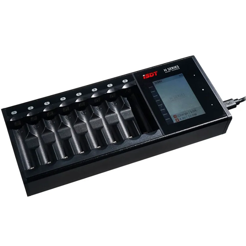 ISDT N8 8 Slots AAA AA Battery Chargers LCD Display Smart battery Quick Charger Li-ion Life Ni-MH Ni-Cd C SC
ISDT N8 8 Slots AAA AA Battery Chargers LCD Display Smart battery Quick Charger Li-ion Life Ni-MH Ni-Cd C SC