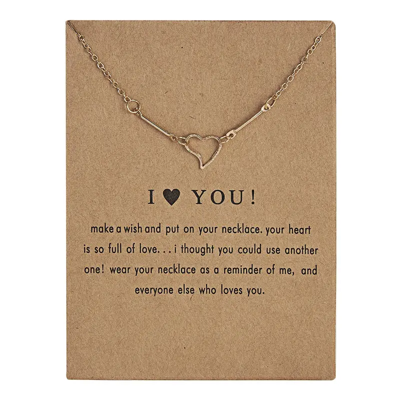 Rinhoo 1pc Minimalist Heart make a wish plated I LOVE YOU Pendant necklace Clavicle Chains Necklaces Women New Jewelry Gift | Украшения и