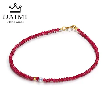 DAIMI Tiny Genuine Red Ruby 2-3mm Sea Pearl 18K Gold Clasp Bracelet Natural Stone Length 17cm / 7" Minimalism style
DAIMI Tiny Genuine Red Ruby 2-3mm Sea Pearl 18K Gold Clasp Bracelet Natural Stone Length 17cm / 7" Minimalism style
