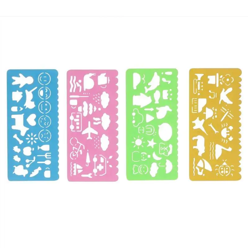 4pcs Cute Hollow Drawing Pattern Template Stencils Multifunction Ruler Sketchpad Embossing Drafting Painting Card Student Tools
4pcs Cute Hollow Drawing Pattern Template Stencils Multifunction Ruler Sketchpad Embossing Drafting Painting Card Student Tools