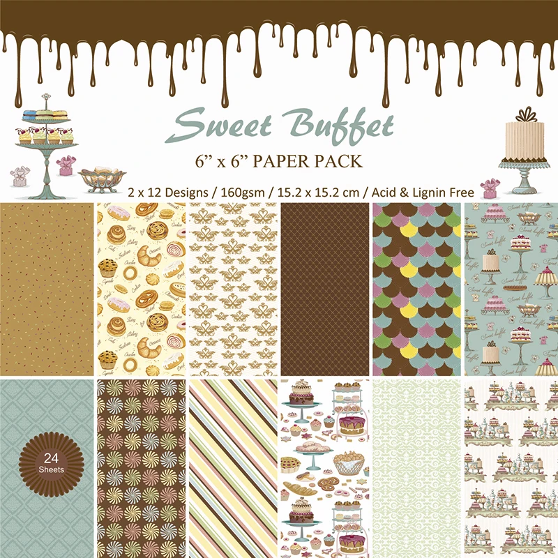 Sweet Buffet 6 inch handmade background paper pads patterns 24sheets,DIY Scrapbooking Paper pack paper craft
Sweet Buffet 6 inch handmade background paper pads patterns 24sheets,DIY Scrapbooking Paper pack paper craft