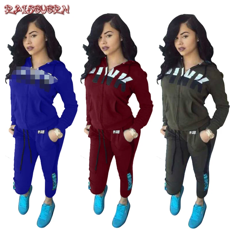 RAISEVERN Winter 2019 Pink Letter Casual Tracksuit Women 2 Piece Set Top And Pants Zipper Hoodes Sexy Sweatshirt Sweat Suit
RAISEVERN Winter 2019 Pink Letter Casual Tracksuit Women 2 Piece Set Top And Pants Zipper Hoodes Sexy Sweatshirt Sweat Suit