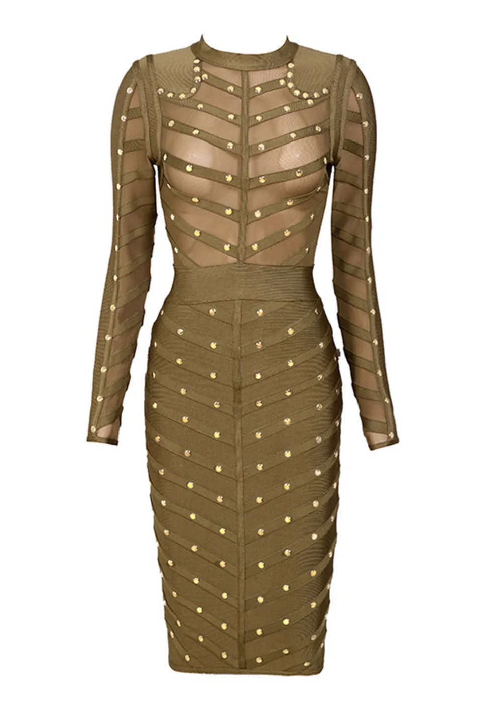 TANG Summer Sexy Low Chest Women Dress Fashion Rivet Slim High Waist Dress Runway Perspective Hollow Out Party dress (7)