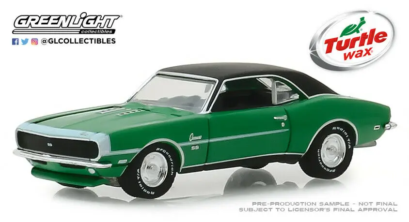 Green Light 1:64 1968 Chevrolet Camaro SS TURTLE WAX ICE *NIP* alloy toy car toys for children diecast model car Birthday gift
Green Light 1:64 1968 Chevrolet Camaro SS TURTLE WAX ICE *NIP* alloy toy car toys for children diecast model car Birthday gift