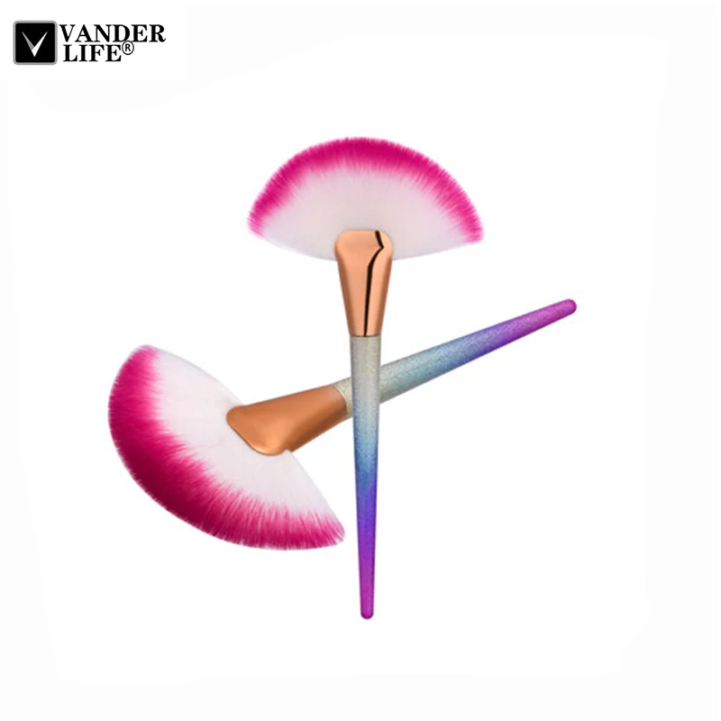 Vanderlife New Fan Makeup Brushes Contour Make Up Brush Soft Synthetic Hair Professional Cosmetic Tool pinceaux maquiagem 2Pcs | Красота и