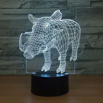 Wild boar 7 color touch 3D night light creative desktop lamp energy - saving LED optical illusion lamp 1340
Wild boar 7 color touch 3D night light creative desktop lamp energy - saving LED optical illusion lamp 1340