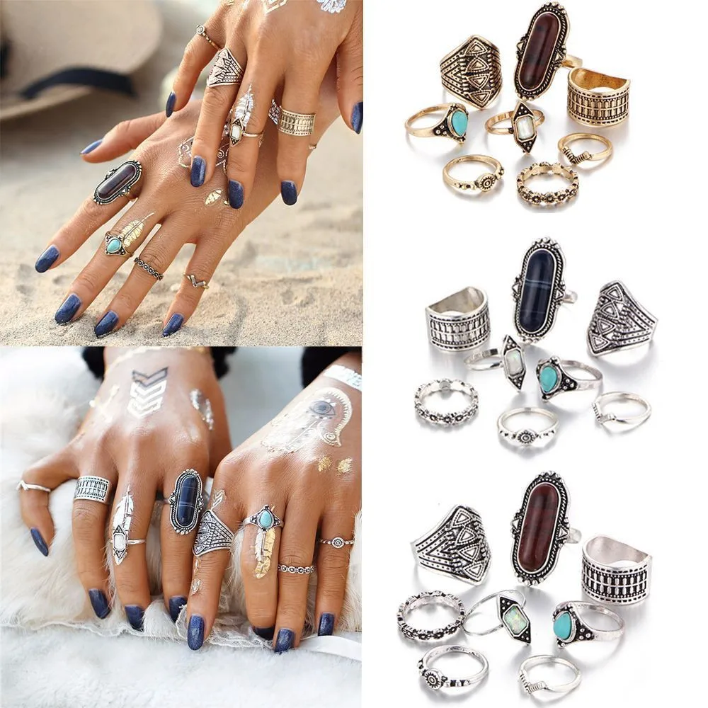 Elegant Temperament 8PCS Vintage Women's Boho Crystal Flower Knuckle Ring Tibetan Turkish Couples Rings Bijouterie wholesale #25
Elegant Temperament 8PCS Vintage Women's Boho Crystal Flower Knuckle Ring Tibetan Turkish Couples Rings Bijouterie wholesale #25