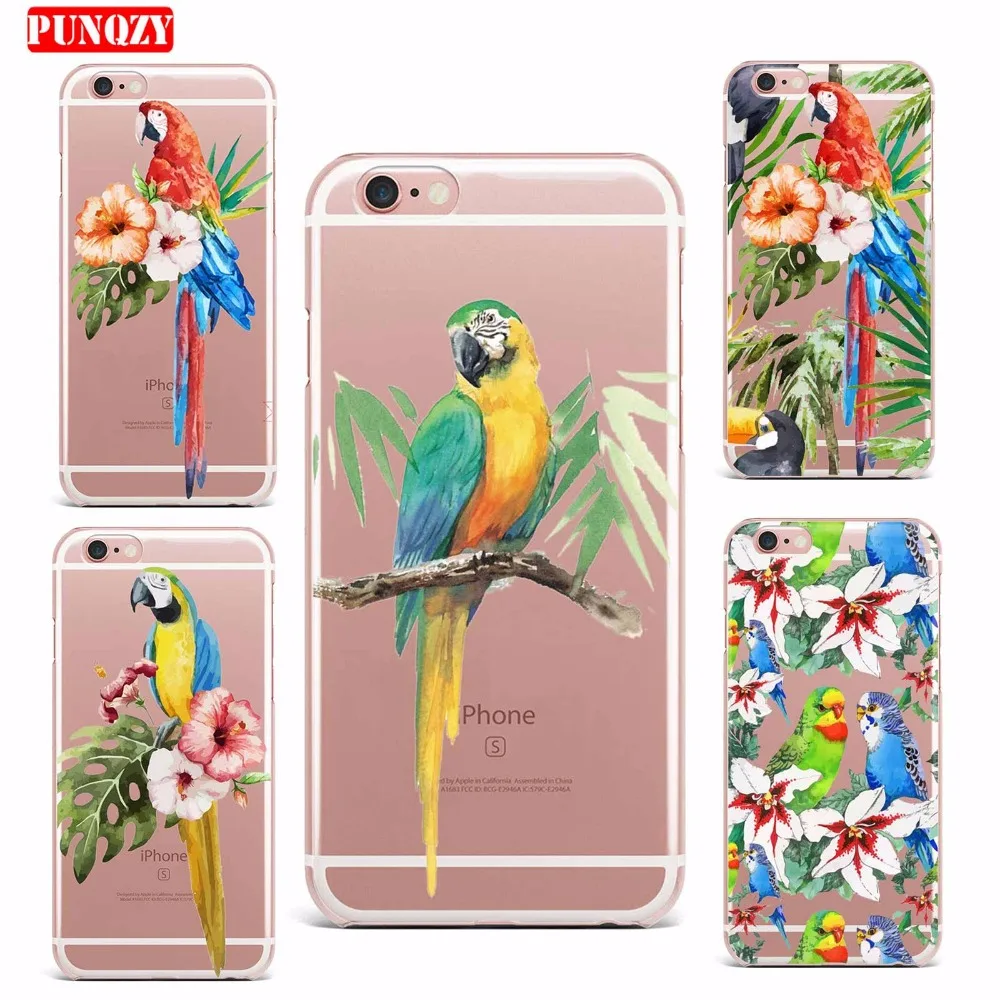 Case For iPhone 7 Plus Soft TPU Smart Mobile Phone Shell Pattern Cute Protect Patterned Exotic Flower The Parrot | Мобильные