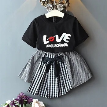2Pcs Summer Girls Casual Letter Printed Pattern Short Sleeve T-shirt+Lattice Bow Skirts Suits Set Kids Clothes
2Pcs Summer Girls Casual Letter Printed Pattern Short Sleeve T-shirt+Lattice Bow Skirts Suits Set Kids Clothes
