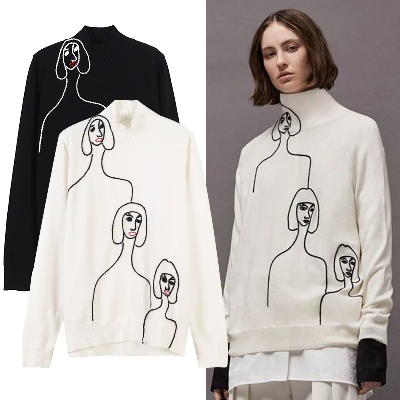 GETSRING Women Knitted Sweater 2017 Winter Fashionable Embroidered Turtleneck Sweater Loose Pullover Sweaters And Pullovers
GETSRING Women Knitted Sweater 2017 Winter Fashionable Embroidered Turtleneck Sweater Loose Pullover Sweaters And Pullovers