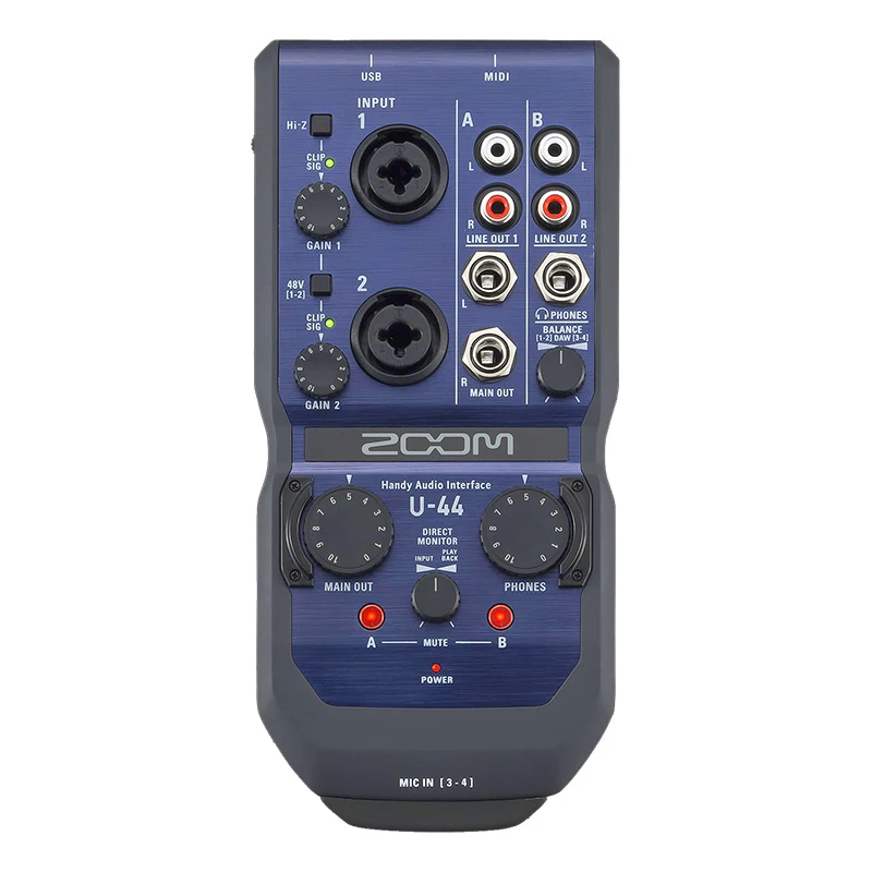 ZOOM U-44 Handheld Portable USB Recording Audio Interface sound card 4 In 4 Out U44 network computer live broadcast sound card
ZOOM U-44 Handheld Portable USB Recording Audio Interface sound card 4 In 4 Out U44 network computer live broadcast sound card