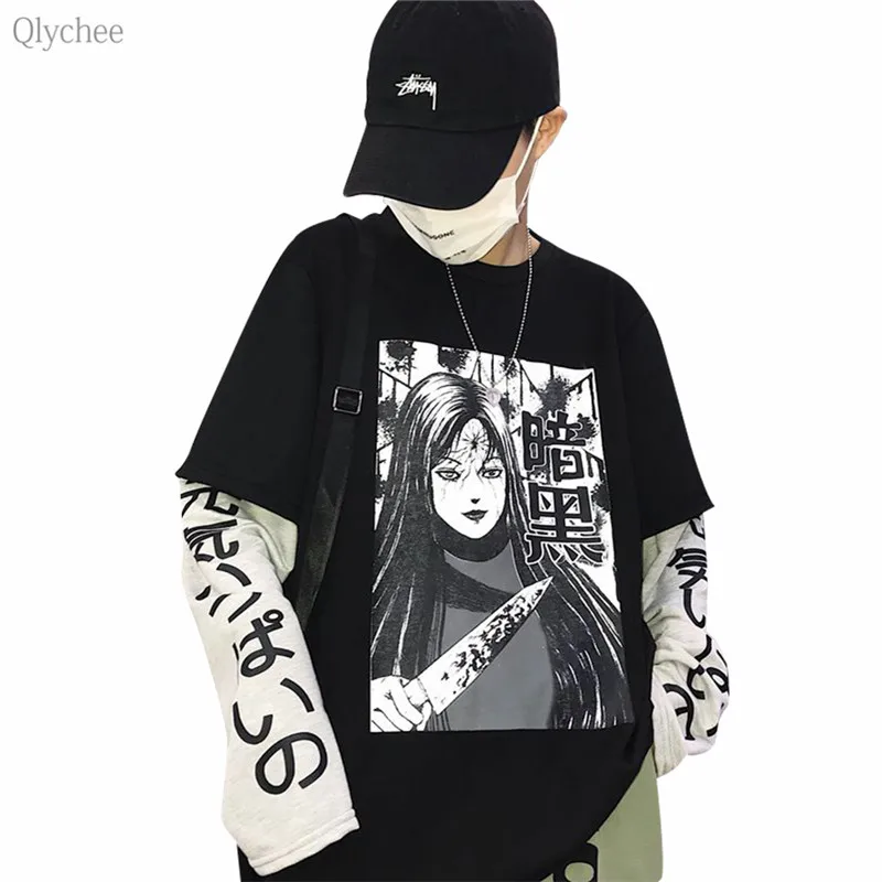 Qlychee Japanese Character Sweatshirt Men Women Long Sleeve O Neck Cartoon Fake two Pieces Pullover Unisex Casual Sweatshirts
Qlychee Japanese Character Sweatshirt Men Women Long Sleeve O Neck Cartoon Fake two Pieces Pullover Unisex Casual Sweatshirts