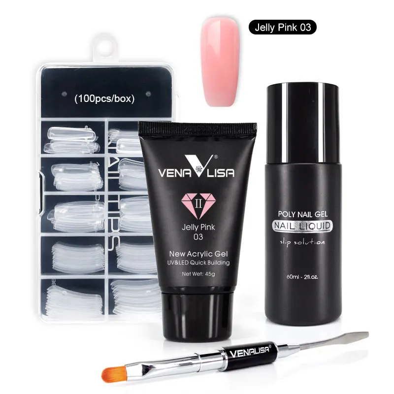 45g VENALISA Poly Extension Nail Gel Kit French Nail Clear Camouflage Color Nail Tip Form Crystal UV Gel Slice Brush Nail Gel 45g VENALISA Poly Extension Nail Gel Kit French Nail Clear Camouflage Color Nail Tip Form Crystal UV Gel Slice Brush Nail Gel