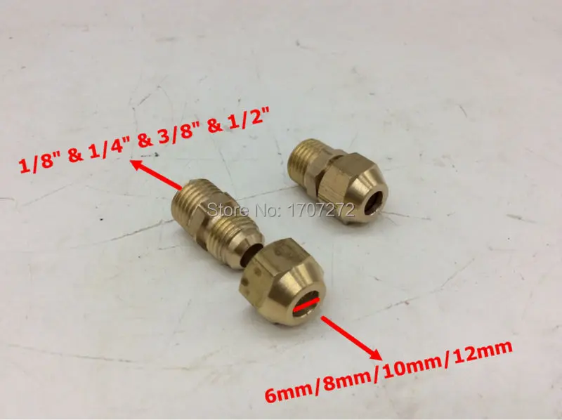 Sturdy 10pcs Copper Flaring Directly Connect 1/8 1/4 3/8 1/4 Male Thread Brass Fitting Copper Expansion Estuary Flared Adapter Connector Size : 6mm Pipe OD, Thread Specification : 14 