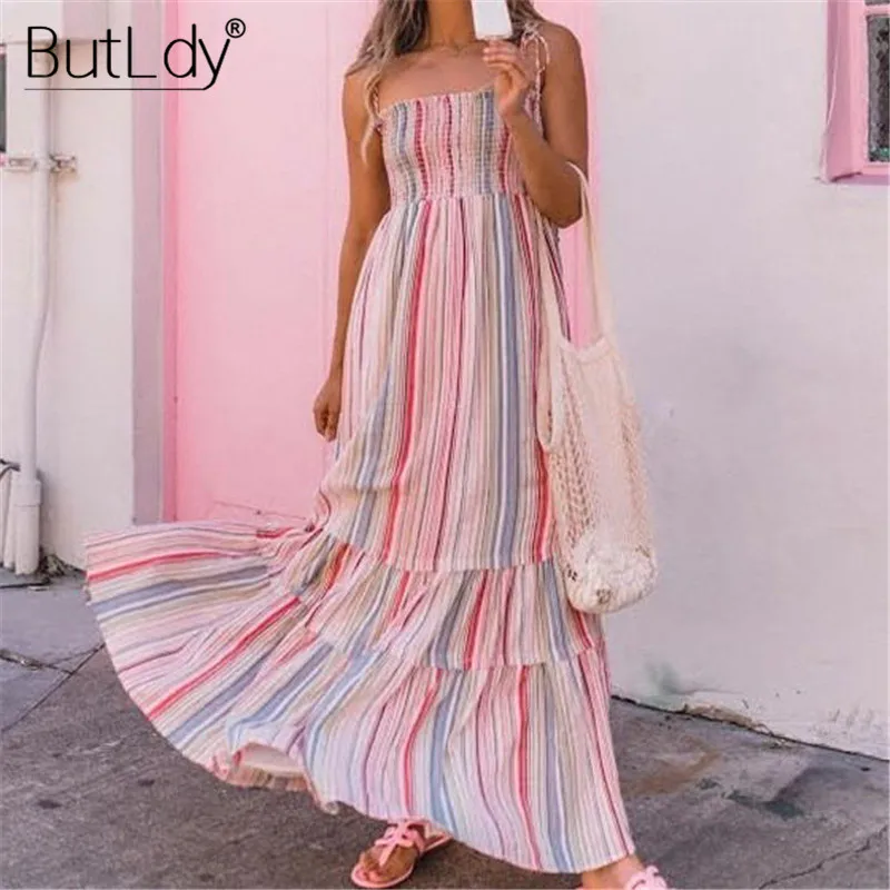 Spaghetti Strap Rainbow Beach Dress Women Backless Print Summer Party Dress 2019 Bohemian Long Sundress Ruffles Pleated Dresses
Spaghetti Strap Rainbow Beach Dress Women Backless Print Summer Party Dress 2019 Bohemian Long Sundress Ruffles Pleated Dresses
