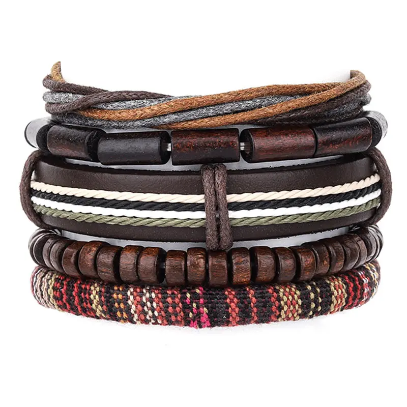 Wholesale 15PCS/Set Multilayer Wood Bead Leather Men Bracelet Braided Indian Bracelets & Bangles For Male Gift Fashion pulseira 
Wholesale 15PCS/Set Multilayer Wood Bead Leather Men Bracelet Braided Indian Bracelets & Bangles For Male Gift Fashion pulseira
