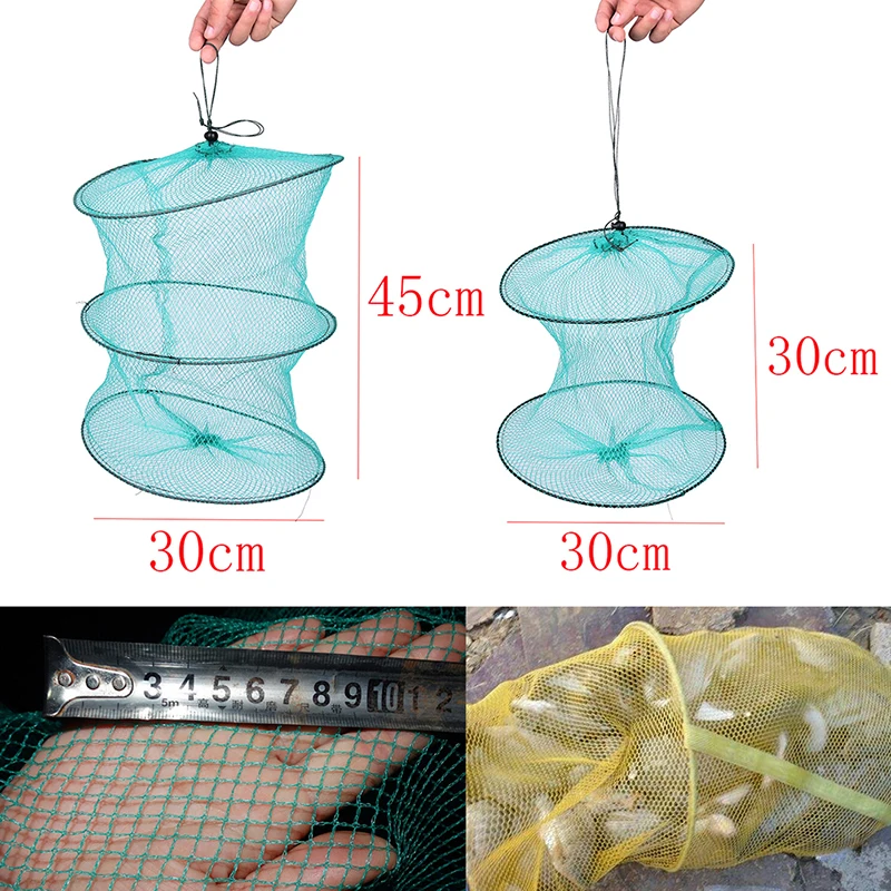 Green 30/45cm Folding Round Metal Frame Nylon Mesh Crab Fish Lobster Shrimp Prawn Eel Live Trap Net Bait Fishing Net
Green 30/45cm Folding Round Metal Frame Nylon Mesh Crab Fish Lobster Shrimp Prawn Eel Live Trap Net Bait Fishing Net