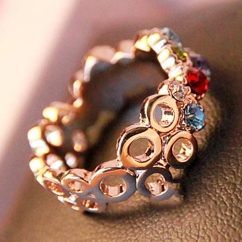 Женские кольца с цветком модные разноцветные из розового золота кубическим