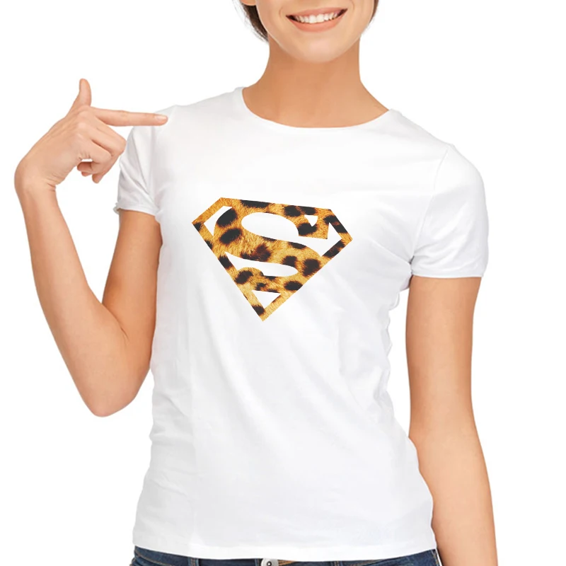 Summer Women T-shirt White Leopard Superman Logo Print Cool T shirt Women Tee Shirt Short Sleeve Femme Casual O-neck Tshirt Tops
Summer Women T-shirt White Leopard Superman Logo Print Cool T shirt Women Tee Shirt Short Sleeve Femme Casual O-neck Tshirt Tops