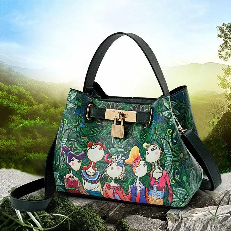Ms. patchwork forest girl printing green PU leather fashion trend multi-use shoulder diagonal package
Ms. patchwork forest girl printing green PU leather fashion trend multi-use shoulder diagonal package