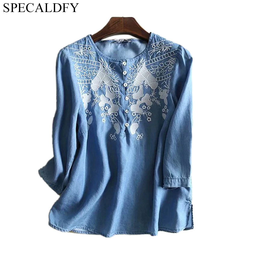 2019 Spring Floral Embroidery Tencel Denim Shirts Ladies Soft Jeans Blouse Womens Tops And Blouses Blusas Mujer De Moda 2019
2019 Spring Floral Embroidery Tencel Denim Shirts Ladies Soft Jeans Blouse Womens Tops And Blouses Blusas Mujer De Moda 2019