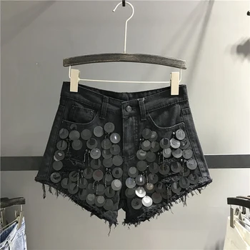 Big Sequins Hot Pants Women 2019 Summer New Heavy Industry Bead Sequin Chain Holes Denim Shorts Women's Burr Wide Leg Hot Pants
Big Sequins Hot Pants Women 2019 Summer New Heavy Industry Bead Sequin Chain Holes Denim Shorts Women's Burr Wide Leg Hot Pants