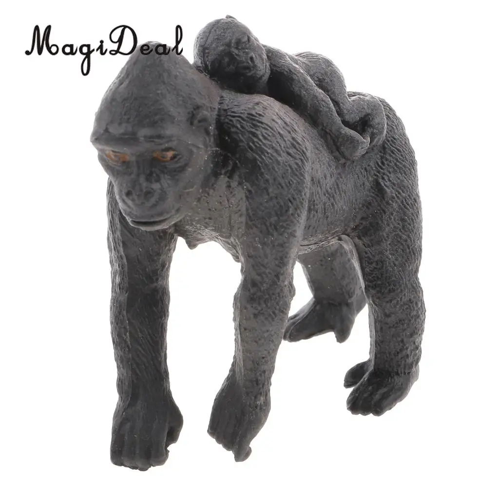 1Pc Realistic Female Gorilla With Baby Wild Wildlife Zoo Animal Figurine Model Kids Children Baby Toy Home Desk Decor