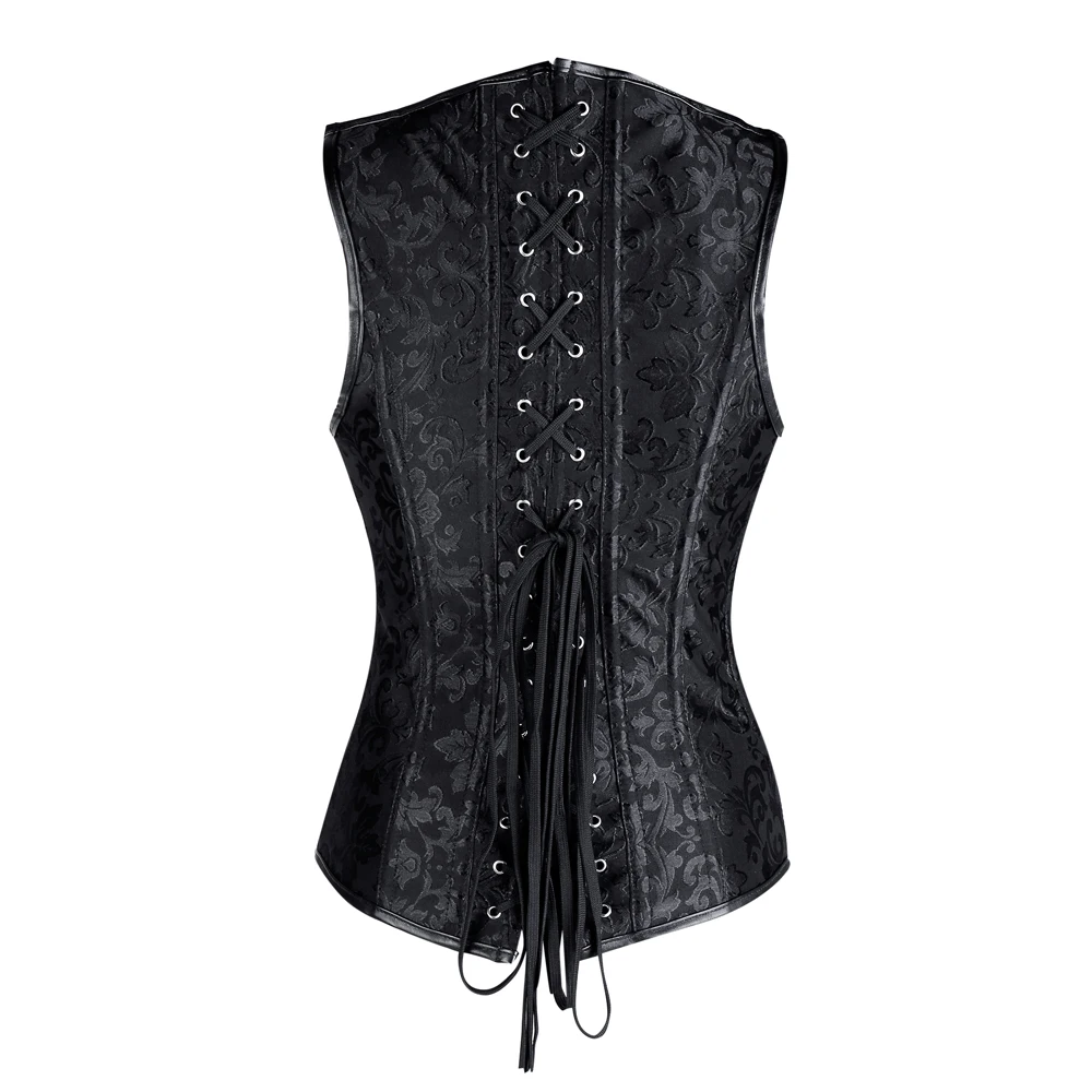 Women's Steampunk Gothic Fashion Faux Leather Buckle Shoulder Straps Tank Overbust Vest Corset Black Plus Size Women's Steampunk Gothic Fashion Faux Leather Buckle Shoulder Straps Tank Overbust Vest Corset Black Plus Size