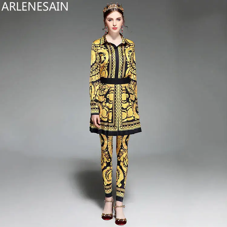 Arlenesain custom European The new winter Vintage print shirt pleated skirt pants three-piece
Arlenesain custom European The new winter Vintage print shirt pleated skirt pants three-piece
