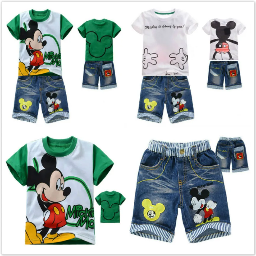 Baby Boys Summer Clothes Cartoon Mickey Children Clothing Sets For Boy Girl Short Sleeve T Shirts + Jeans Cool Denim Shorts Suit
Baby Boys Summer Clothes Cartoon Mickey Children Clothing Sets For Boy Girl Short Sleeve T Shirts + Jeans Cool Denim Shorts Suit