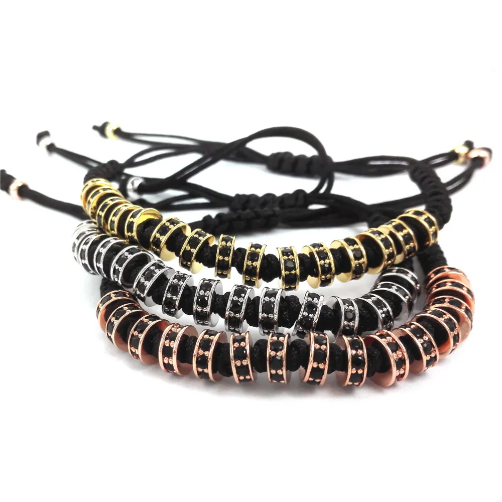 Brand New Anil Arjandas Macrame Bracelets Gold Micro Pave Black CZ Stoppers Beads Briading Bracelet For Men Jewelry Gift | Украшения и