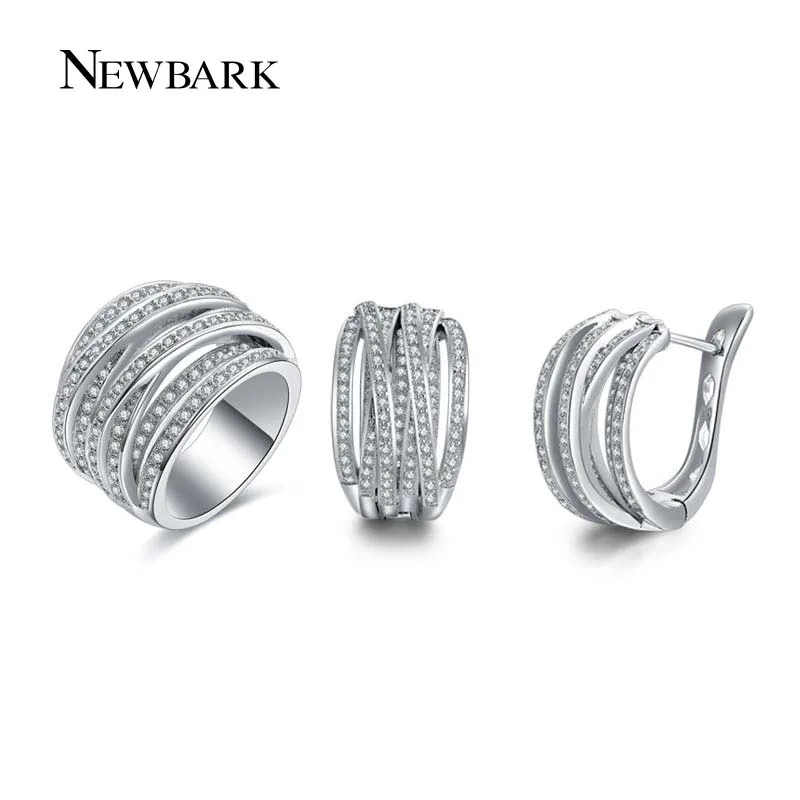NEWBARK New Hot Sale Fashion Jewelry Sets For Women 1pcs Silver Color Ring 1 Pair CZ Multilayer Earrings For Christmas
NEWBARK New Hot Sale Fashion Jewelry Sets For Women 1pcs Silver Color Ring 1 Pair CZ Multilayer Earrings For Christmas