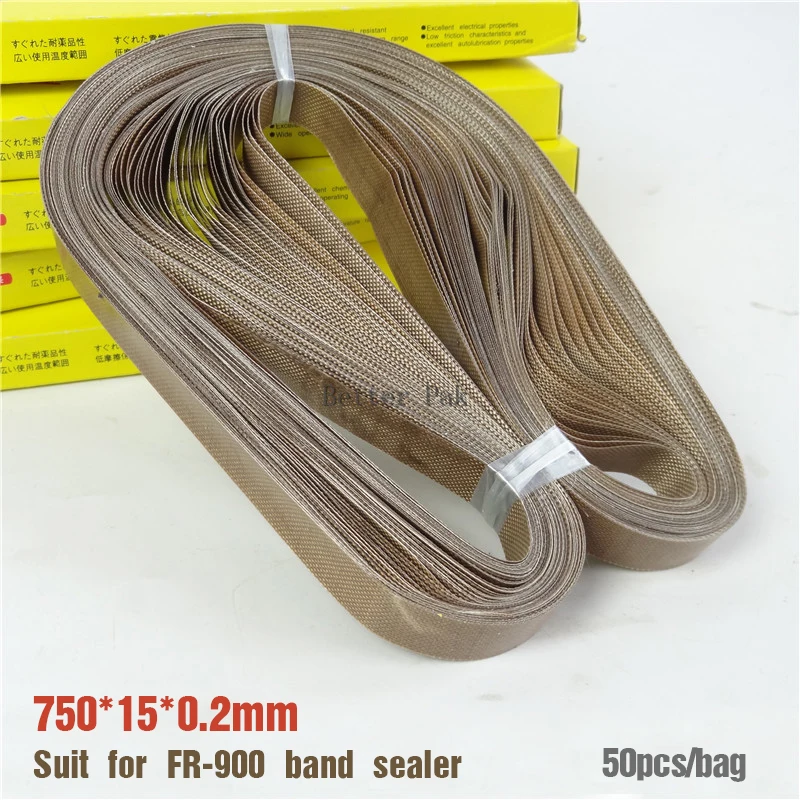 FR-900 Band sealer teflon belt,size 750*15*0.2mm for Continuous Band Sealer,50pcs/bag,high temperature tape,seamless ring tape
FR-900 Band sealer teflon belt,size 750*15*0.2mm for Continuous Band Sealer,50pcs/bag,high temperature tape,seamless ring tape