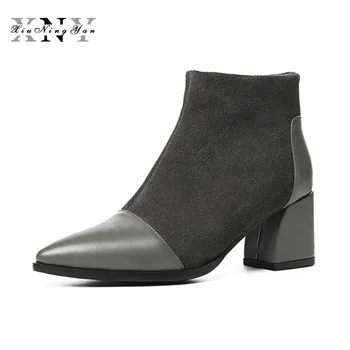 XiuNingYan Autumn Winter Shoes Woman Boots High Heels Genuine Leather Women Ankle Boots Fashion Pointed Toe Metal Martin Boots
XiuNingYan Autumn Winter Shoes Woman Boots High Heels Genuine Leather Women Ankle Boots Fashion Pointed Toe Metal Martin Boots