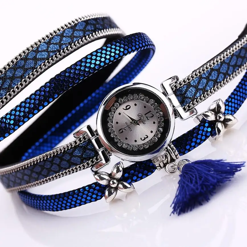 Women's Fashion Ladies Faux Leather Rhinestone Analog Quartz Wrist Watches Bohemian style female bracelet stylish lady watch 
Women's Fashion Ladies Faux Leather Rhinestone Analog Quartz Wrist Watches Bohemian style female bracelet stylish lady watch