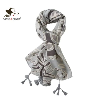 Marte&Joven Ladies Gift Idea Gray Geometric Print Scarf for Women Large Size Spring Autumn Shawls Stole Female Bandana Hijab
Marte&Joven Ladies Gift Idea Gray Geometric Print Scarf for Women Large Size Spring Autumn Shawls Stole Female Bandana Hijab