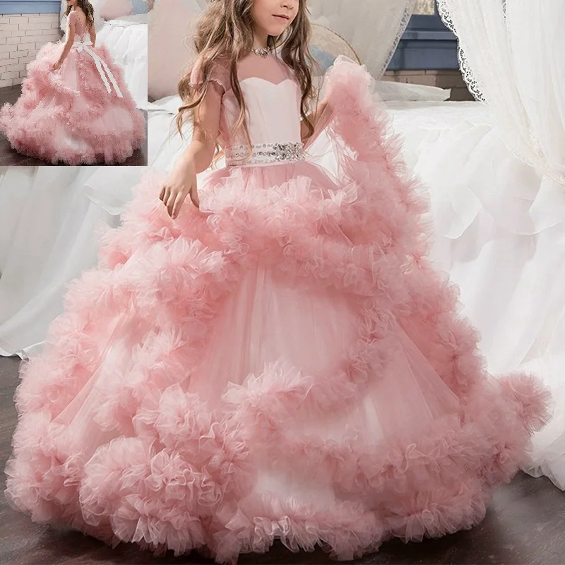 Flower Girl Dress Trailing Wedding Bridesmaid Princess Kid/'s Gown Party Dresses