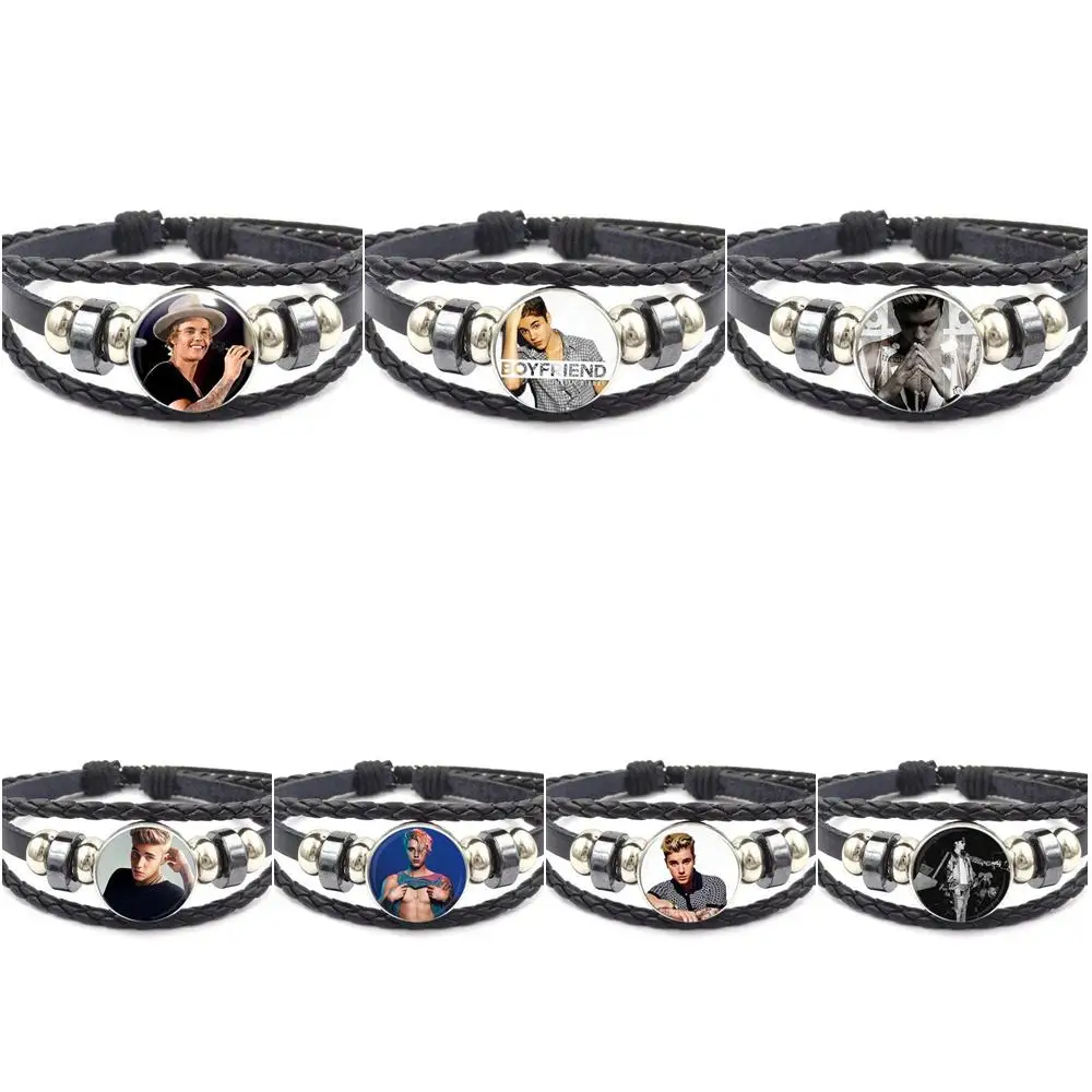EJ Glaze Vintage Plated Jewelry Glass Cabochon Black Leather Bracelet Bangle For Men Women Party Gift Justin Bieber
EJ Glaze Vintage Plated Jewelry Glass Cabochon Black Leather Bracelet Bangle For Men Women Party Gift Justin Bieber