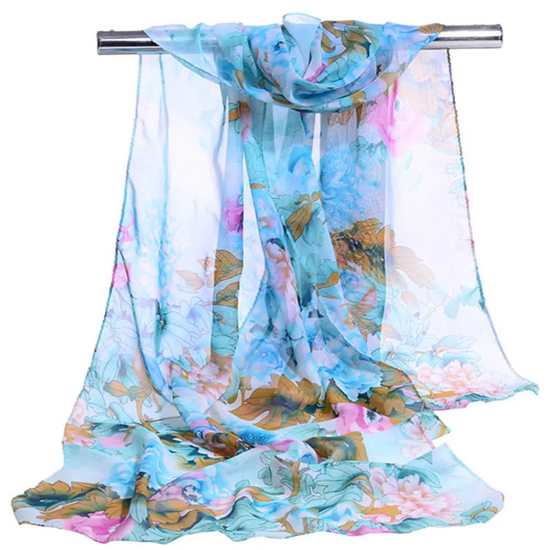 The New Fashion Madam Scarf Sunscreen Shawl Individuality Peony Flower Design Chiffon Thin Scarves ZFS0760 |