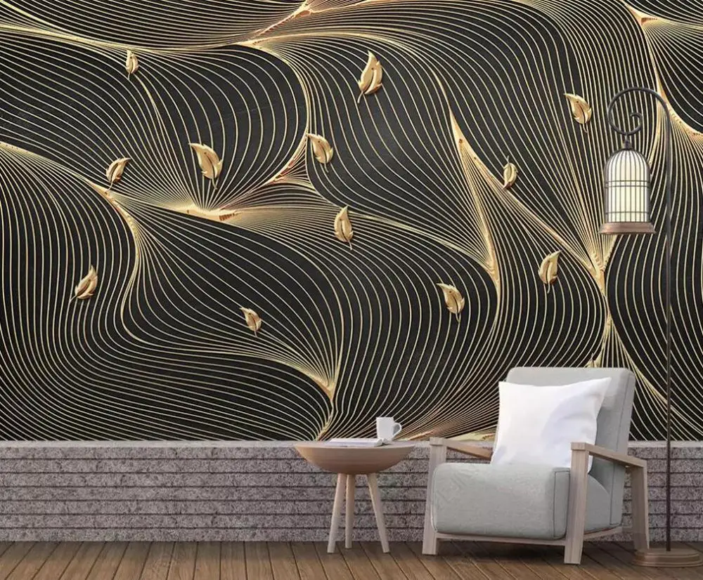 Customized 3D wallpaper wall European light luxury abstract line geometry gold leaf background wall decorative painting
Customized 3D wallpaper wall European light luxury abstract line geometry gold leaf background wall decorative painting