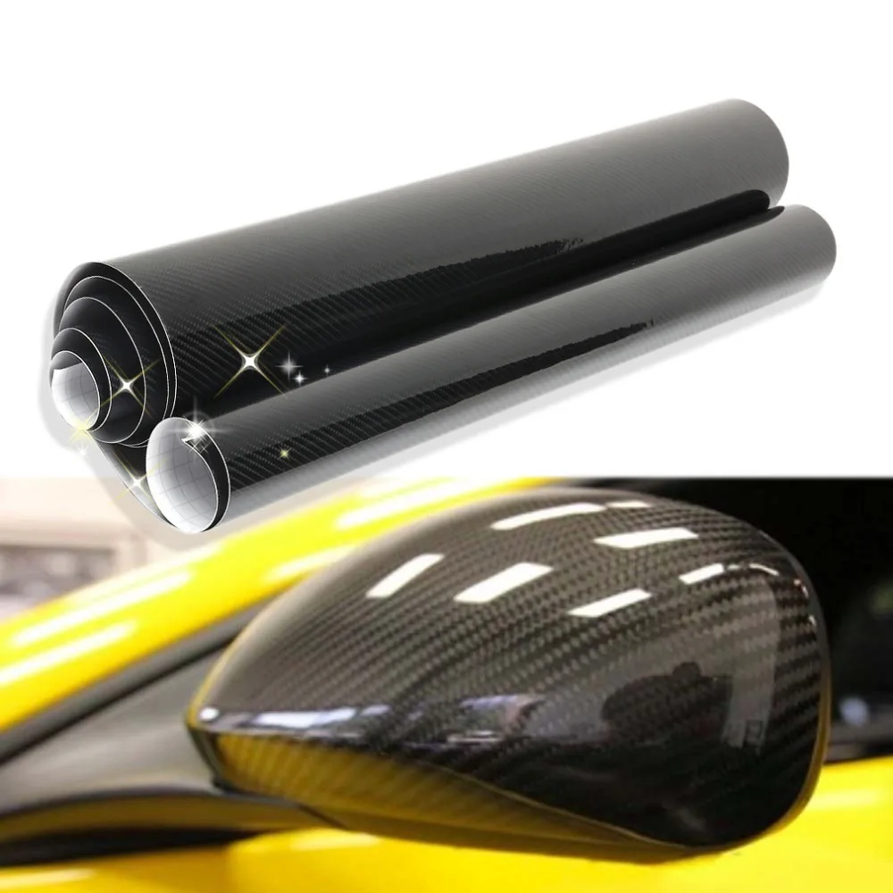 Image 5D Black Premium High Gloss Carbon Fiber Vinyl Wrap152cm*152cm 5 size Waterproof DIY Sticker Wrapping Motorcycle Car Styling