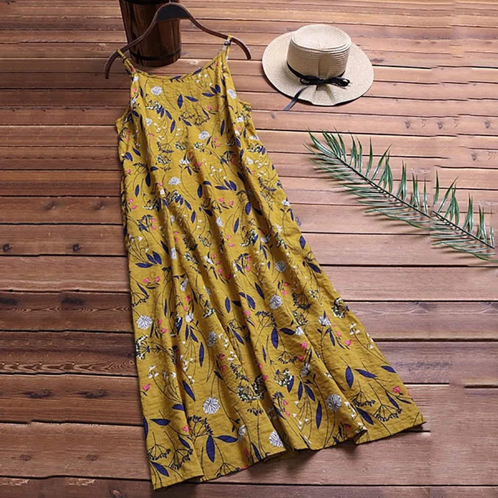 Summer Fashion Dress Women Casual Print Strap Sleeveless O Neck Knee Length Vestidos Tropical Vacation Wrinkle Resistance OY41*
Summer Fashion Dress Women Casual Print Strap Sleeveless O Neck Knee Length Vestidos Tropical Vacation Wrinkle Resistance OY41*