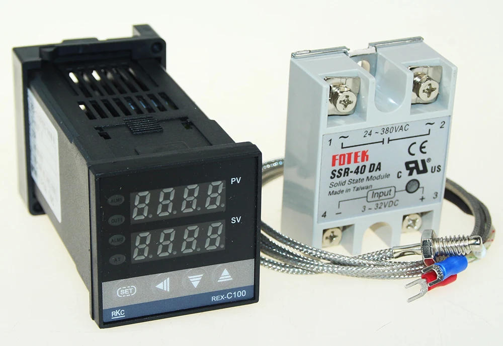 REX-C100 Digital RKC PID Thermostat Temperature Controller digital REX-C100/ 40A SSR Relay/K Thermocouple Probe/heat sink
REX-C100 Digital RKC PID Thermostat Temperature Controller digital REX-C100/ 40A SSR Relay/K Thermocouple Probe/heat sink