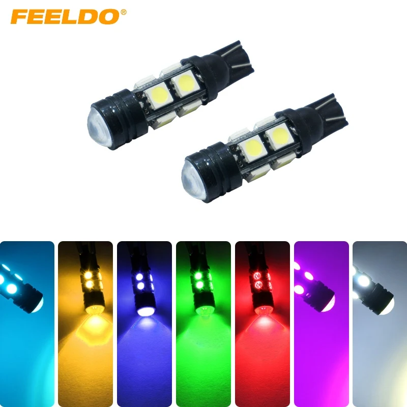 FEELDO 50 шт. T10 8SMD + 1 5 Вт светодиодные линзы W5W Светодиодная индикация высокой