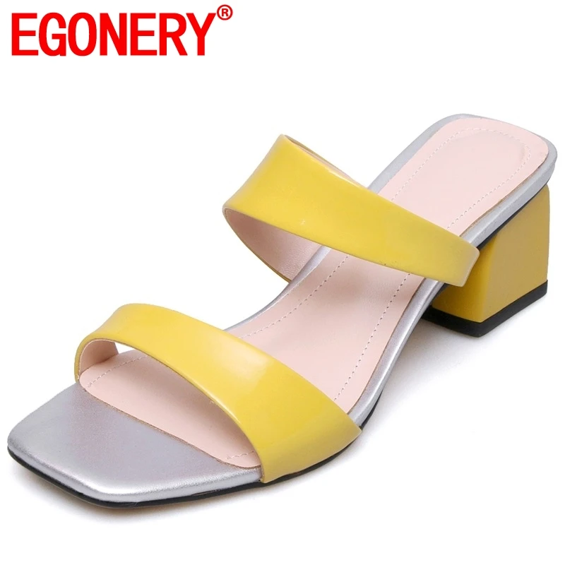EGONERY woman slippers open toe simple style outside summer fashion heels shoes good quality genuine leather brand heels slides
EGONERY woman slippers open toe simple style outside summer fashion heels shoes good quality genuine leather brand heels slides