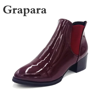 Solid Pu Leather Women Boots Shoes Woman Thick High Heels Ankle Boots Pointed Toe High Quality Autumn Lazy Winter Boots Grapara
Solid Pu Leather Women Boots Shoes Woman Thick High Heels Ankle Boots Pointed Toe High Quality Autumn Lazy Winter Boots Grapara