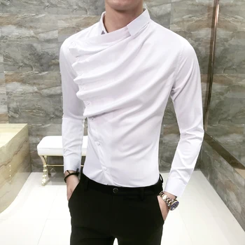 2019 New Men's Fashion Trend Oblique Button Boutique Casual Long-sleeved Shirts Men's Solid Color Overalls Male Shirts
2019 New Men's Fashion Trend Oblique Button Boutique Casual Long-sleeved Shirts Men's Solid Color Overalls Male Shirts